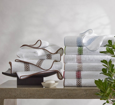 Matouk Towels in Astor Braid Embroidery | Matouk Schumacher Cairo Terrycloth at Fig Linens and Home