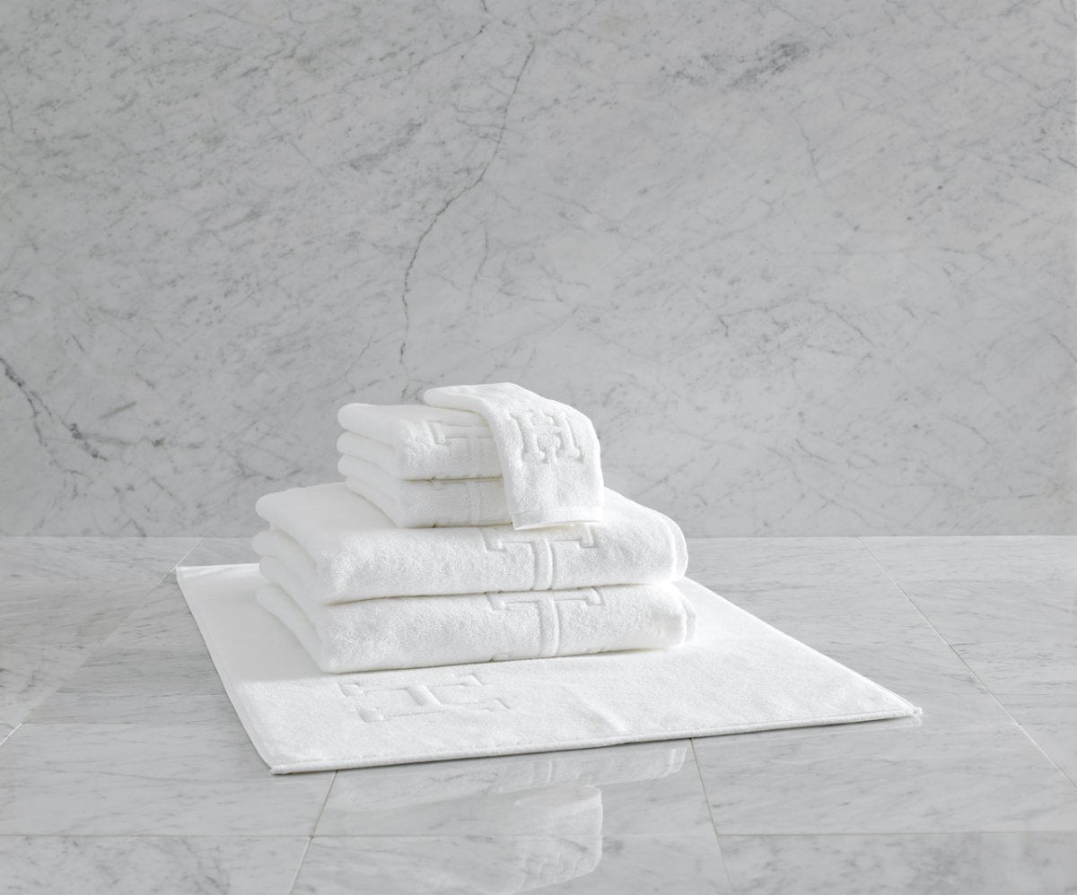Matouk Auberge Embossed Initial Towels at Fig Linens and Home