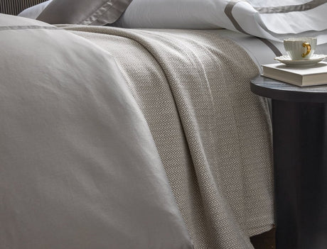 Avalon Cotton Blankets by Matouk - Detail of Blanket on Bed Lifestyle Photo 4