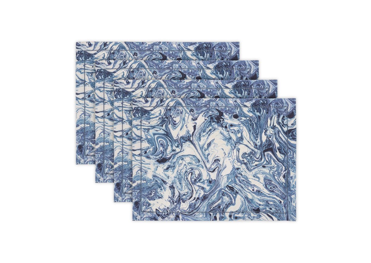 Matouk Schumacher Lapis Blue Balthazar Placemats at Fig Linens and Home - Set of 4
