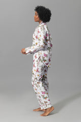 Pajamas - Matouk Baudin Butterfly Pink Pj's on Model - Side 1 at Fig Linens and Home