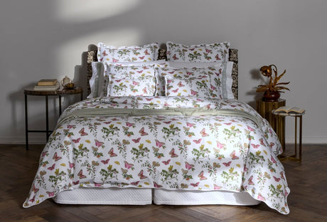 Baudin Butterfly Pink Bedding by Matouk Schumacher Pink King Flat Sheet 114 x 112 at FIG LINENS AND HOME 1
