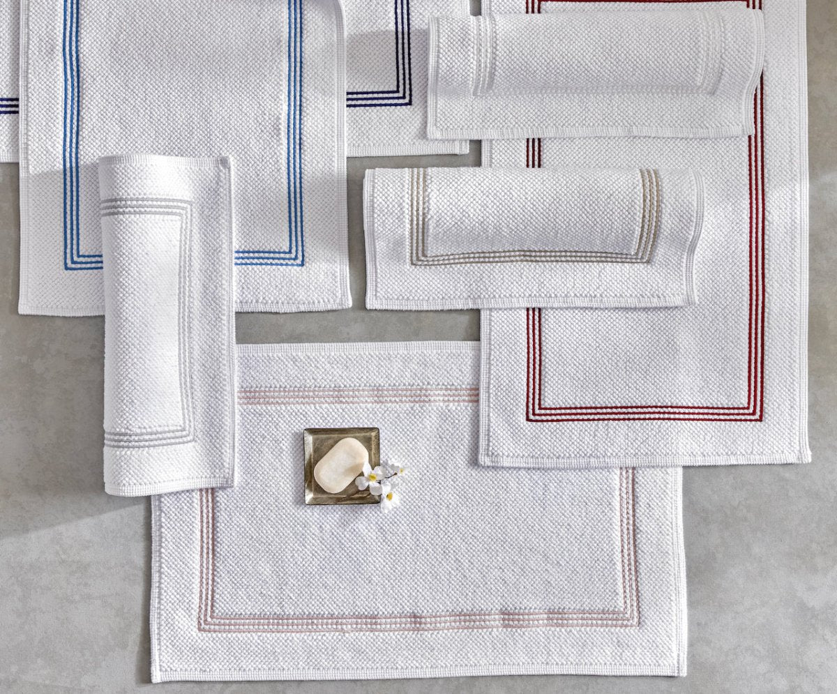 Bel Tempo Bath Rugs by Matouk at Fig Linens and Home | Cotton Non-Slip Bathroom Floor Rug