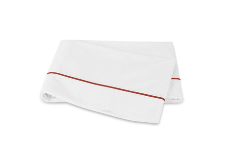 Queen Flat Sheet - Matouk Bergamo Deep Coral Giza Percale Bedding