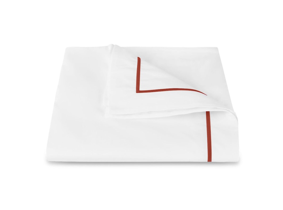 King Duvet Cover - Matouk Bergamo Deep Coral Giza Percale Bedding