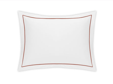 King Pillow Sham - Matouk Bergamo Deep Coral Giza Percale Bedding