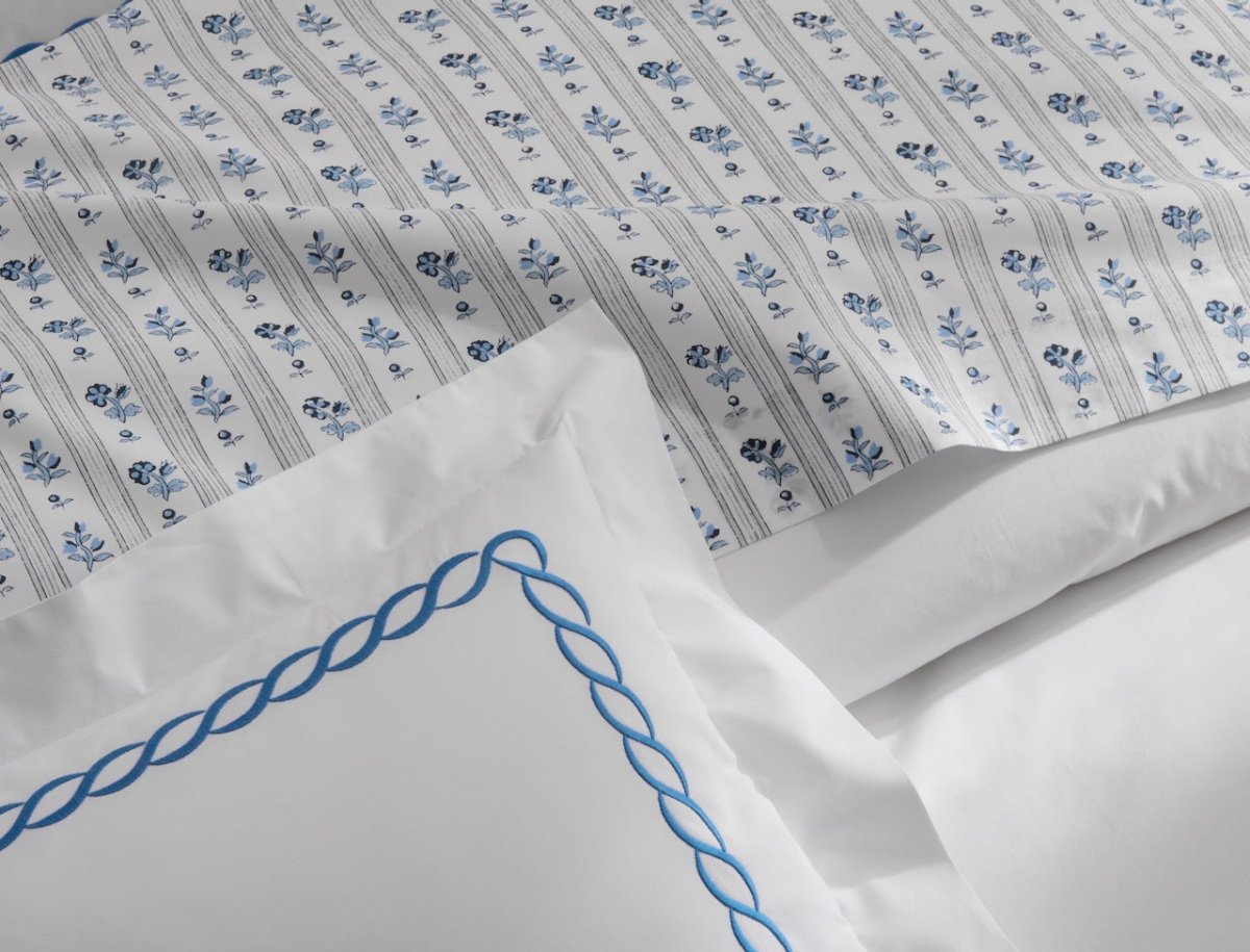 Matouk Schumacher Cabanon Stripe Blue Bedding at Fig Linens and Home 3