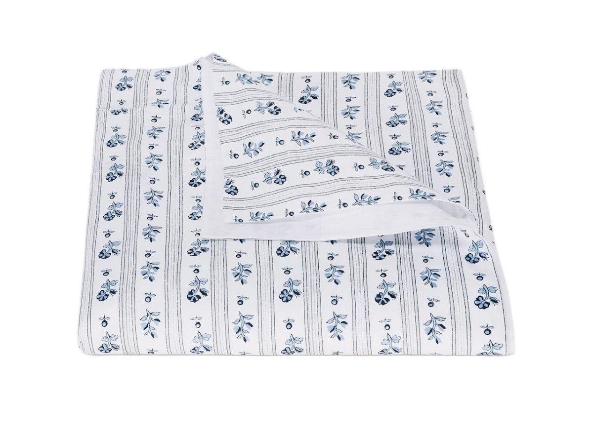 King Duvet Cover - Matouk Cabanon Stripe Blue Bedding at Fig Linens and Home