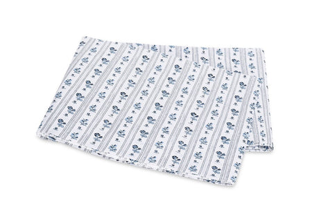 King Flat Sheet - Matouk Cabanon Stripe Blue Bedding at Fig Linens and Home