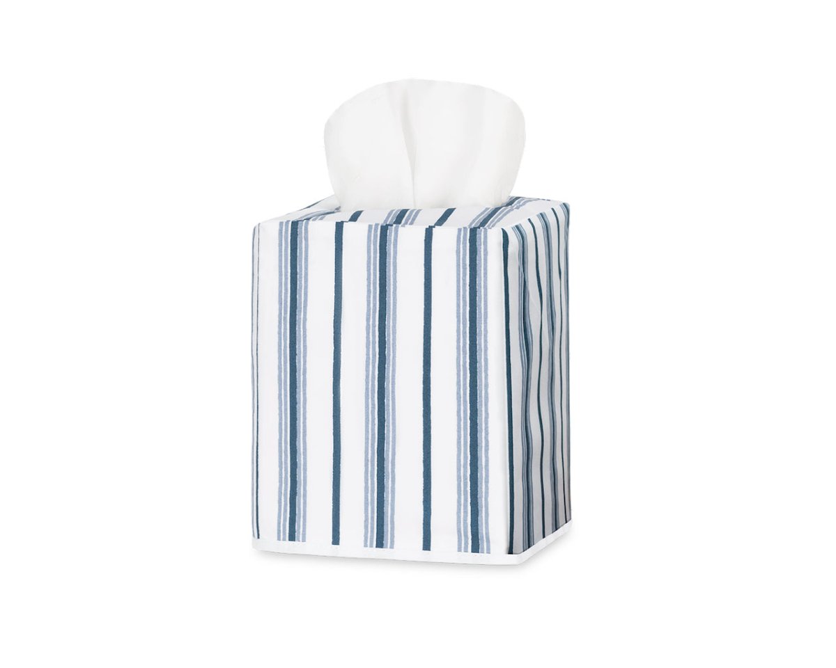 Calypso Prussian Blue Tissue Box Cover by Matouk Schumacher at Fig Linens and Home