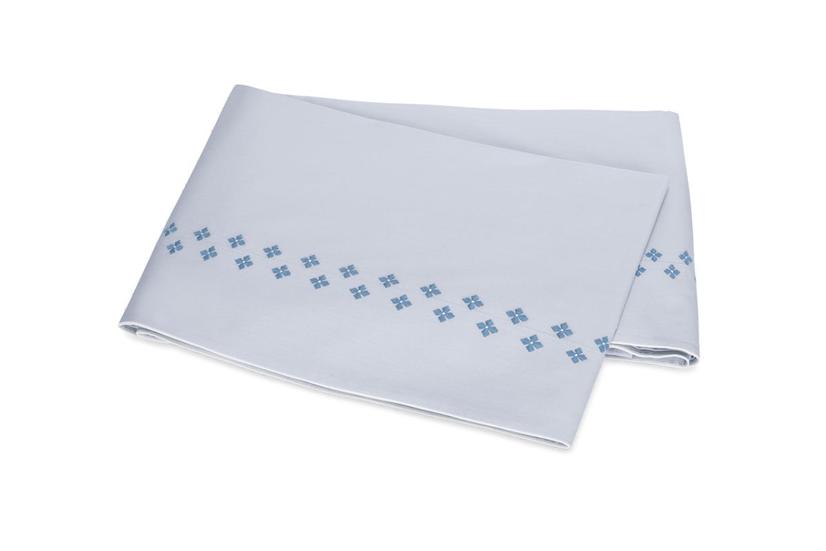 Matouk Casablanca Flat Sheet in Sky Blue at Fig Linens and Home