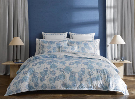 Chrysanthemum Blue Bedding by Matouk x Tillett at Fig Linens and Home - Lifestyle 1