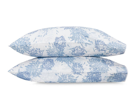 Matouk Tillet Chrysanthemum Pillowcases Blue at Fig Linens and Home