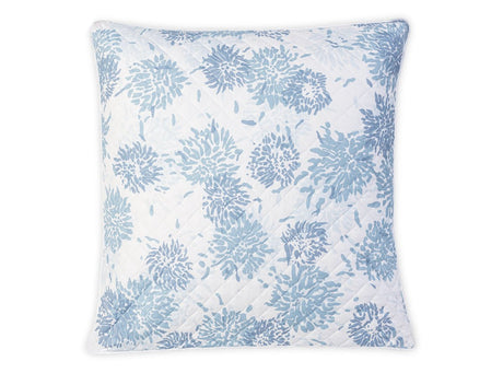 Matouk Tillett Chrysanthemum Quilted Euro Sham Blue at Fig Linens and Home
