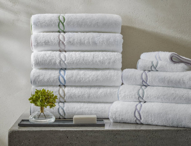 Classic Chain Towel Collection by Matouk at Fig Linens and Home - Lifestyle view 1