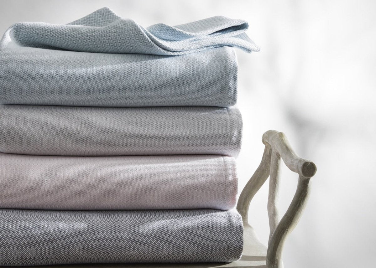 Costa Mesa Cotton Blanket by Matouk | Heavy Knitted Bed Blanket Stack with all Colors