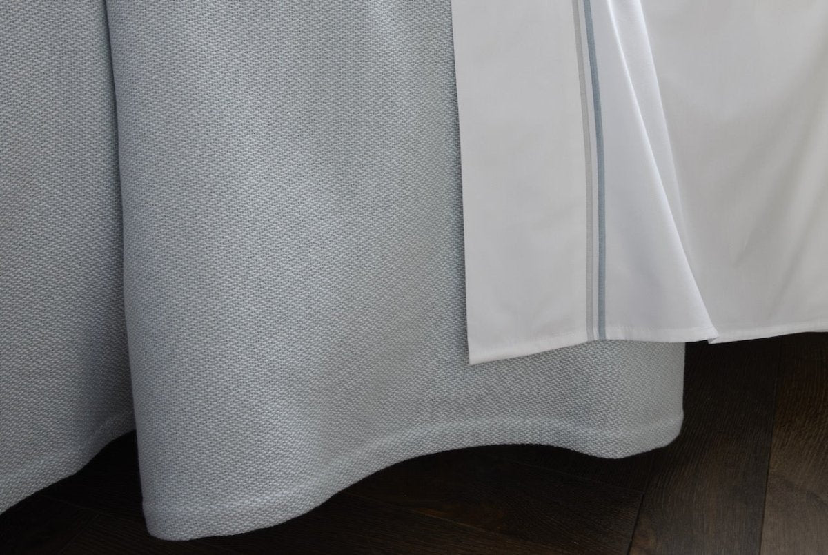 Costa Mesa Cotton Blanket by Matouk - Lifestyle 3 - Heavy Knitted Bed Blanket at Fig Linens and Home