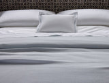 Costa Mesa Cotton Blanket by Matouk - Lifestyle 2 - Heavy Knitted Bed Blanket at Fig Linens and Home