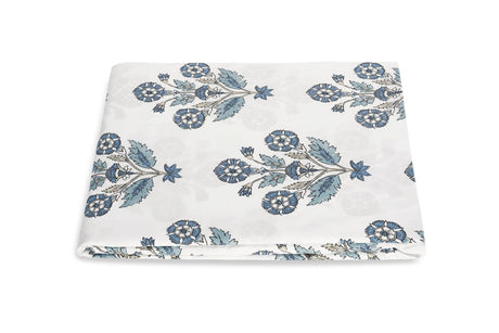 Matouk Schumacher Dalila Mineral Blue Fitted Sheets | Cotton Percale Bedding at Fig Linens and Home