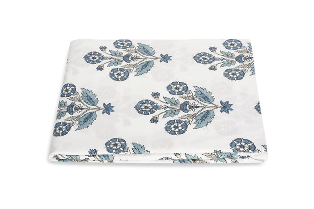 Matouk Schumacher Dalila Mineral Blue Fitted Sheets | Cotton Percale Bedding at Fig Linens and Home