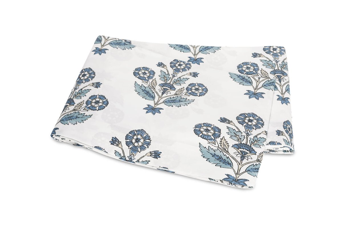 Dalila Mineral Blue Flat Sheet by Matouk Schumacher at Fig Linens and Home