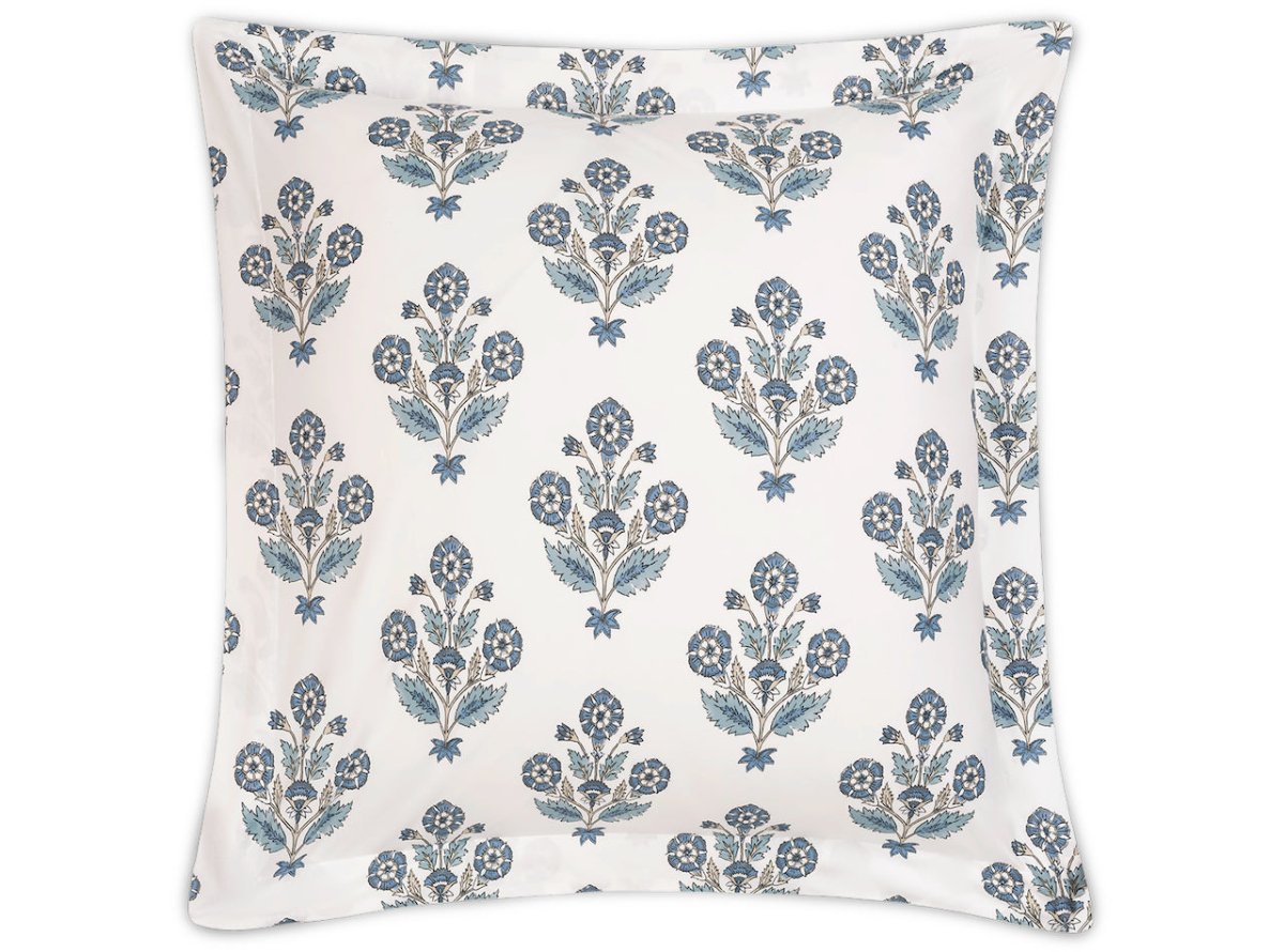 Dalila Mineral Blue European Square Pillow Sham | Matouk Schumacher at Fig Linens and Home