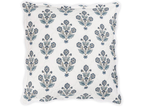 Dalila Quilted Mineral Blue European Square Pillow Sham | Matouk Schumacher at Fig Linens and Home