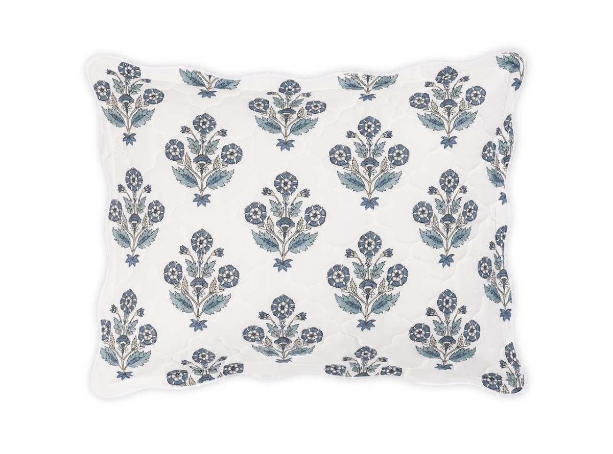 Dalila Quilted Mineral Blue Pillow Sham | Matouk Schumacher at Fig Linens and Home