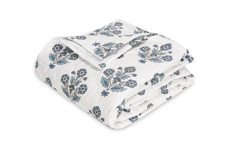 Dalila Quilted Coverlet in Mineral Blue | Matouk Schumacher at Fig Linens and Home