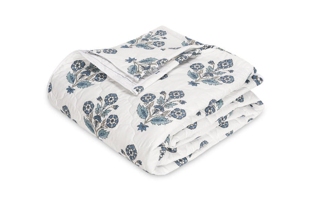 Dalila Quilted Coverlet in Mineral Blue | Matouk Schumacher at Fig Linens and Home