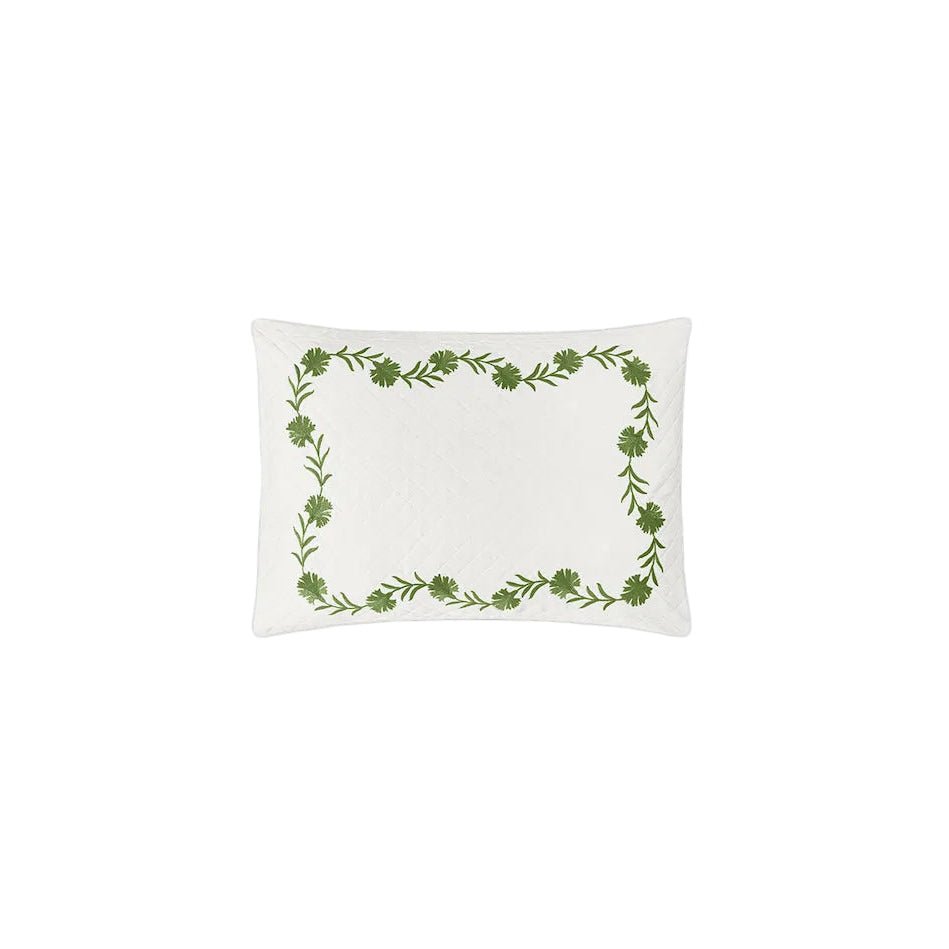 Daphne Matelassé in Grass Green |  Matouk Boudoir Sham at Fig Linens and Home