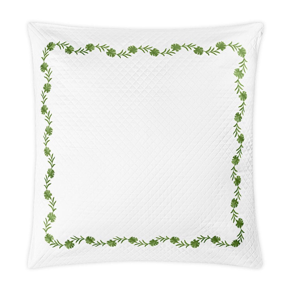 Daphne Matelassé in Grass Green |  Matouk Euro Square Sham at Fig Linens and Home