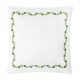 Daphne Matelassé in Grass Green |  Matouk Euro Square Sham at Fig Linens and Home