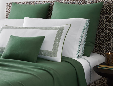 Matouk Dream Modal Blankets - Lifestyle Photo in Ivy Green at Fig Linens and Home