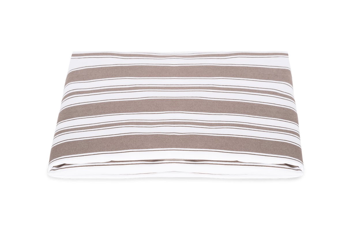 Fitted Sheet - Elio Stripe Bedding in Mocha | Matouk Schumacher at Fig Linens and Home