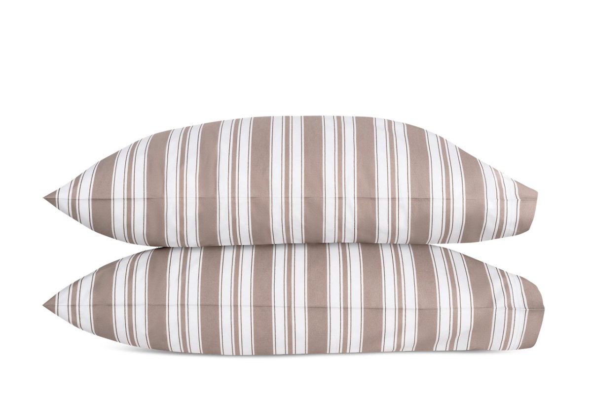 Pilowcases - Elio Stripe Bedding in Mocha | Matouk Schumacher at Fig Linens and Home