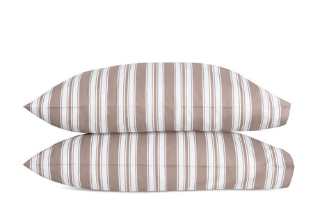 Pilowcases - Elio Stripe Bedding in Mocha | Matouk Schumacher at Fig Linens and Home