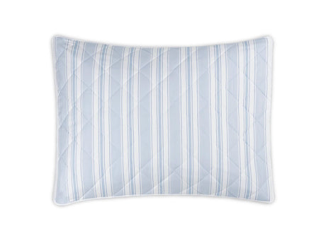 Quilted Sham - Matouk Schumacher Quilted Elio Stripe in Blue at Fig Linens and Home