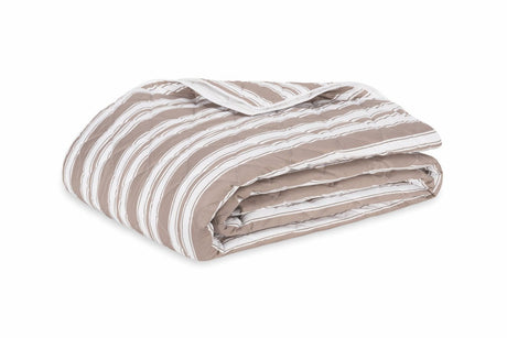 Quilted Coverlet - Matouk Schumacher Quilted Elio Stripe in Mocha at Fig Linens and Home