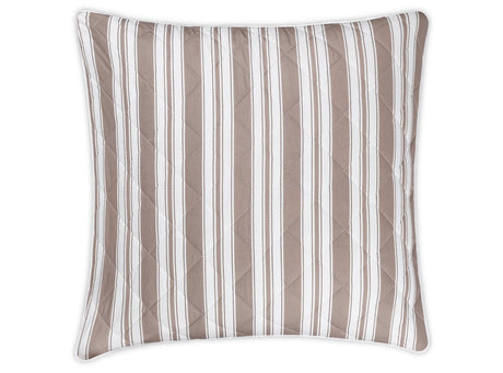 Quilted Euro Sham - Matouk Schumacher Quilted Elio Stripe in Mocha at Fig Linens and Home