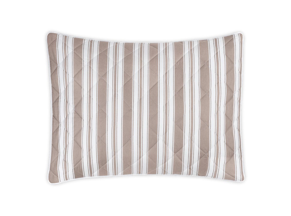 Quilted Sham - Matouk Schumacher Quilted Elio Stripe in Mocha at Fig Linens and Home