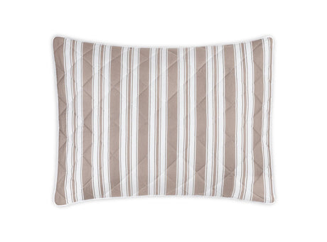 Quilted Sham - Matouk Schumacher Quilted Elio Stripe in Mocha at Fig Linens and Home