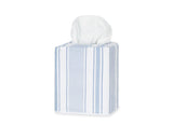Tissue Cover in Blue | Matouk Schumacher Elio Stripe Tissue Box Cover at Fig Linens and Home