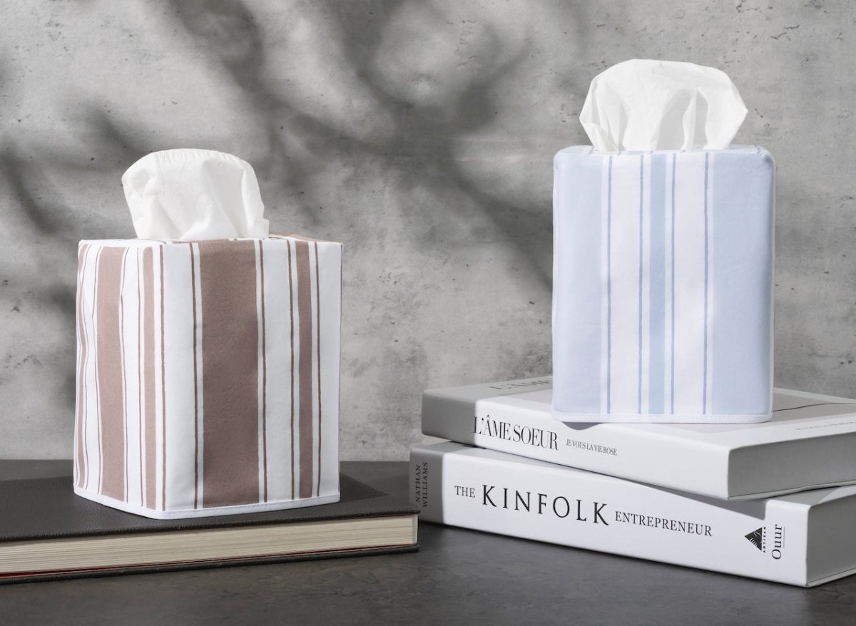 Elio Stripe Tissue Box Cover by Matouk Schumacher at Fig Linens and Home