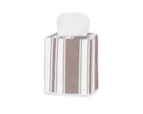 Tissue Cover in Mocha Brown | Matouk Schumacher Elio Stripe Tissue Box Cover at Fig Linens and Home