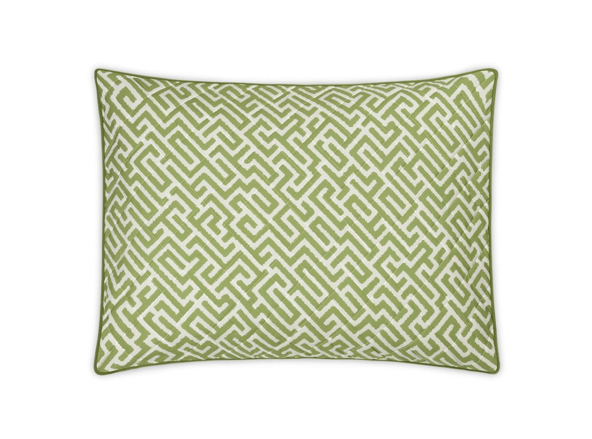 Matouk Schumacher Gabriel Quilted Standard Sham 21 x 27, piped edge Grass