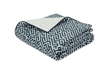Matouk Schumacher Gabriel Full/Queen Quilt 96 x 99, piped edge Indigo
