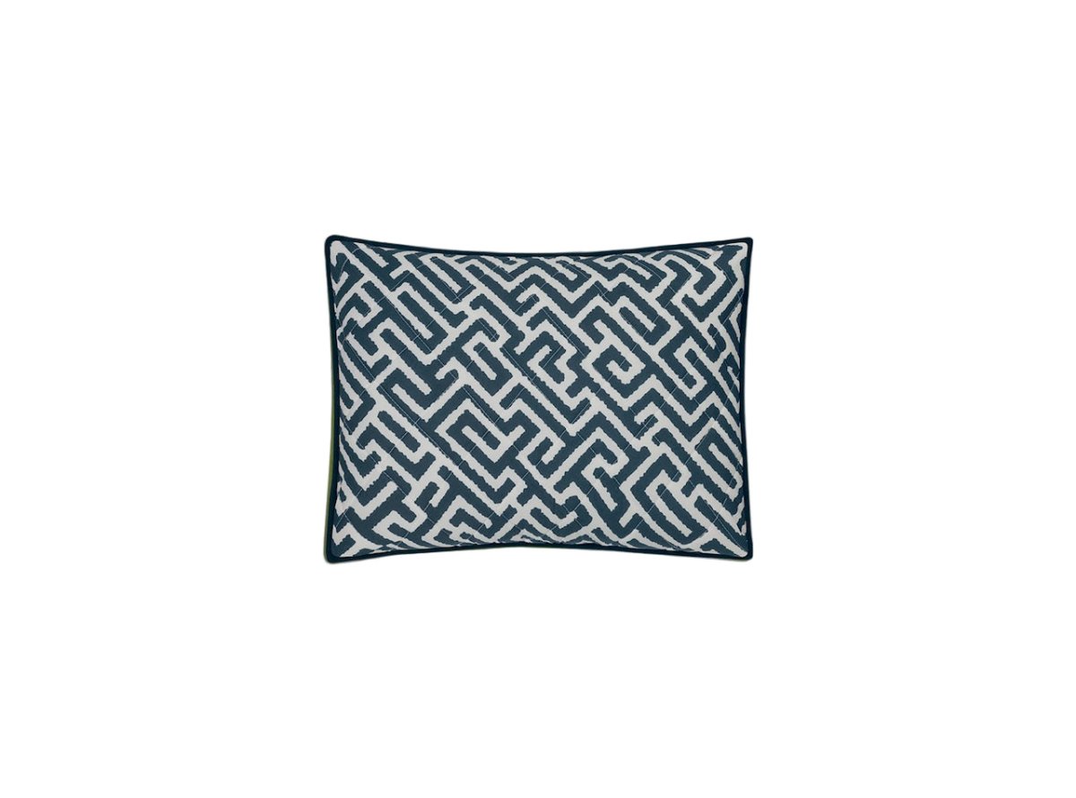 Matouk Schumacher Gabriel Quilted Boudoir Sham 12 x 16, piped edge Indigo