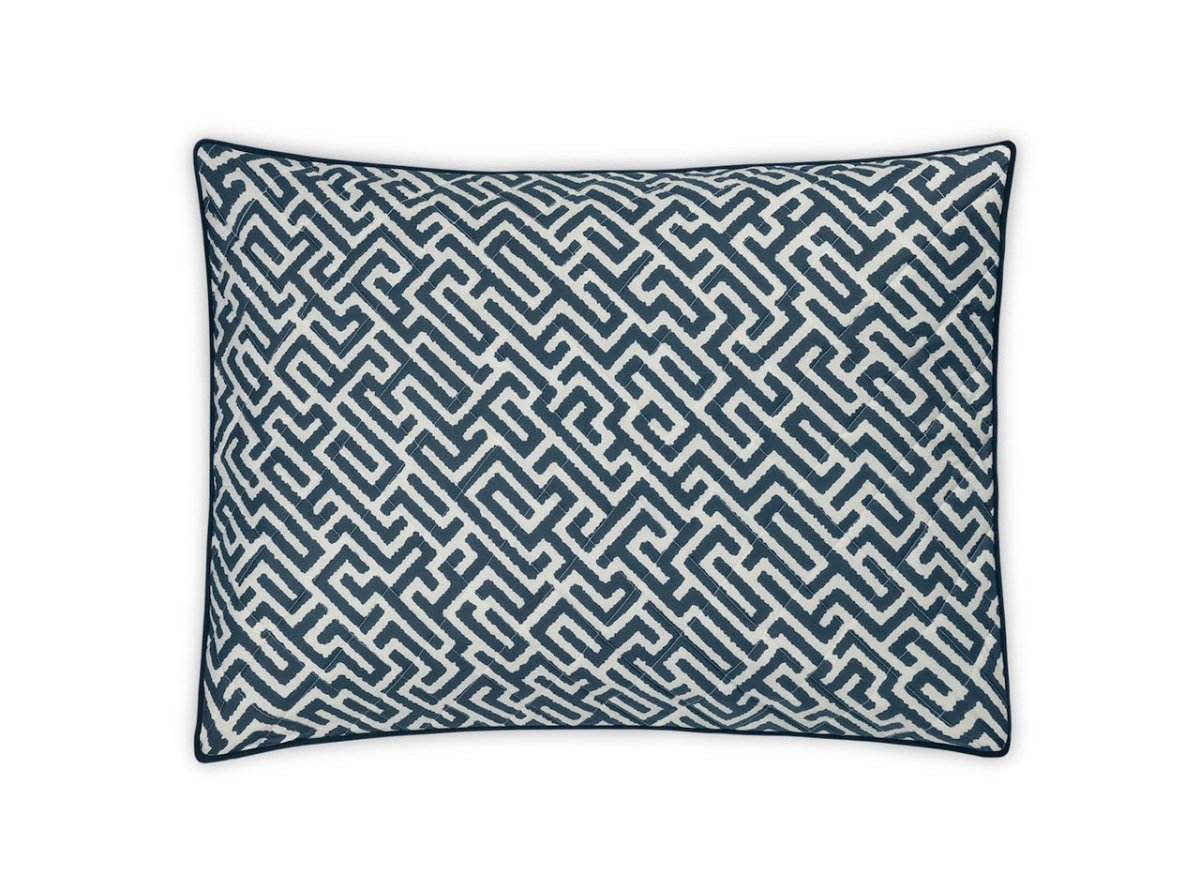 Matouk Schumacher Gabriel Quilted King Sham 21 x 36, piped edge Indigo