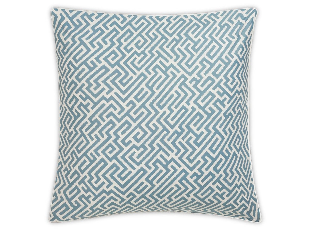 Matouk Schumacher Gabriel Euro Sham 27 x 27, corded edge Stony Blue at Fig Linens and Home